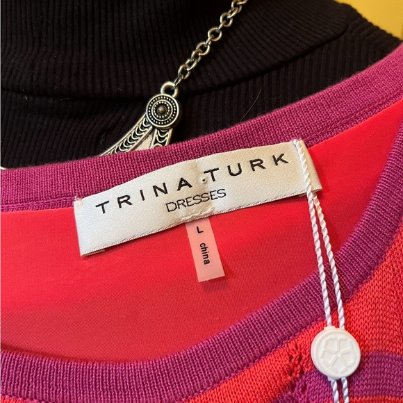 Trina Turk Chevron Pattern Knit Sleeveless Lined Dress, Lined, Large, NWT - Picture 4 of 9